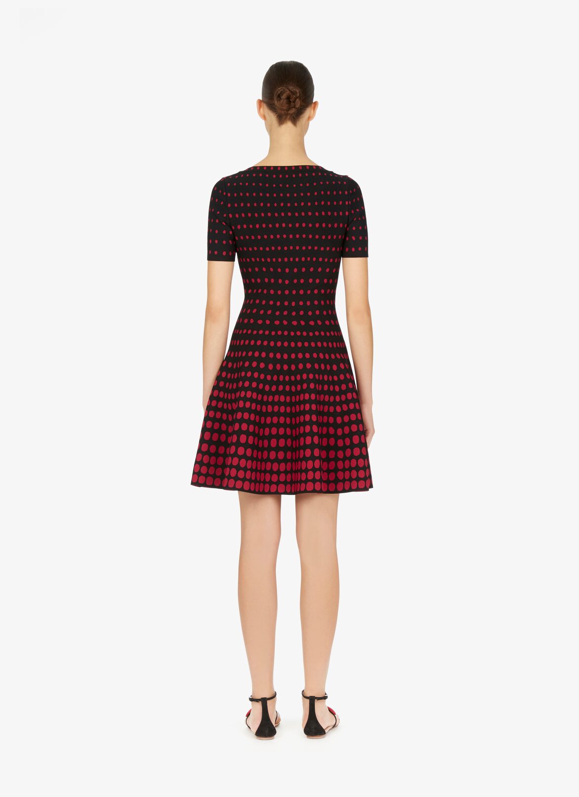 Flared Mesh Dress ALAÏA BLACK/RED FLARED MESH DRESS